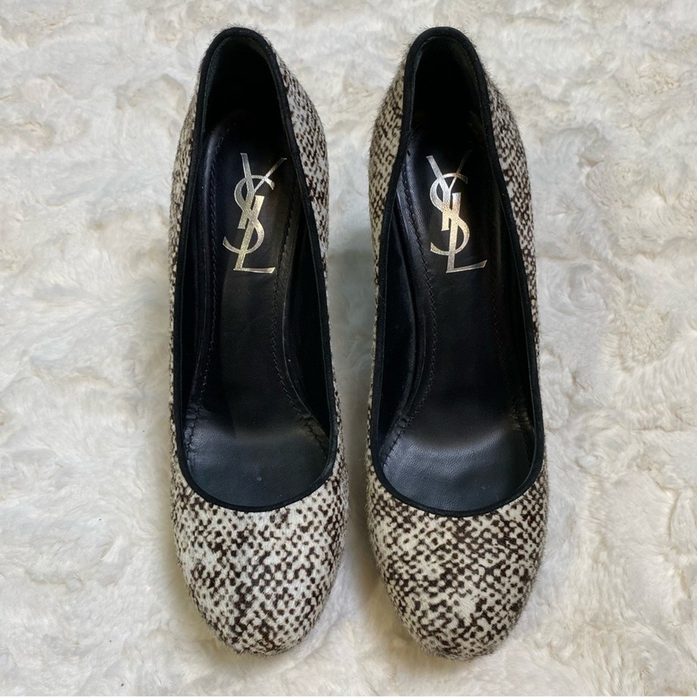 Yves Saint Laurent Tribtoo‎ 105 Ponyhair Platform Pumps Mules Heels Size 37 - Picture 2 of 16